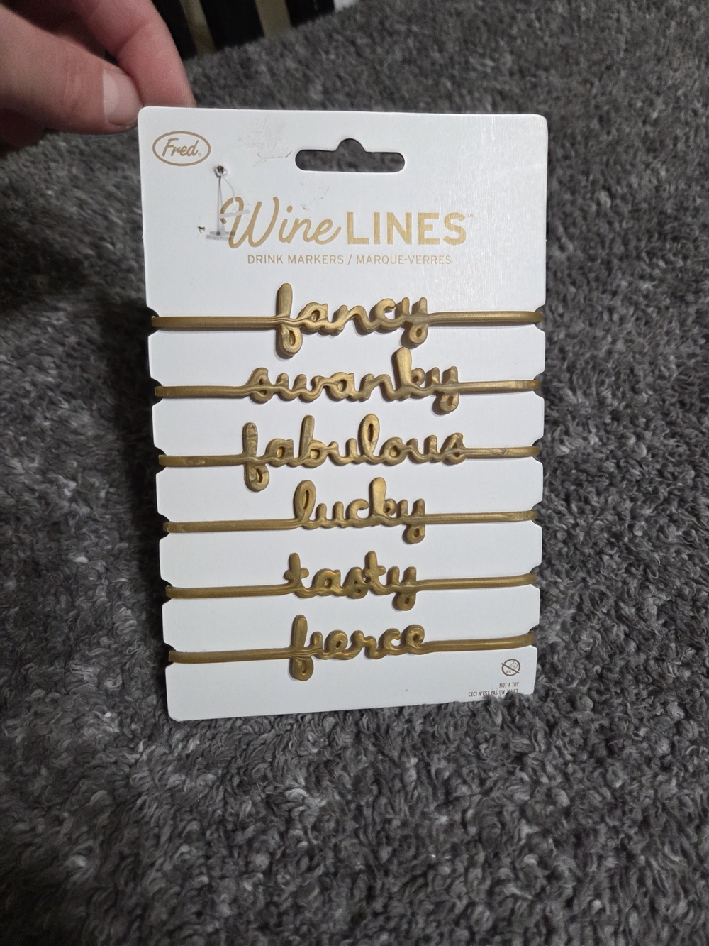Fred Wine Lines Gold Word Drink Markers - Set of 6